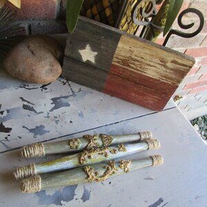 Vignette Decor Set of 3 Farmhouse Shabby Wooden Chic Spindle Upcycle Molds